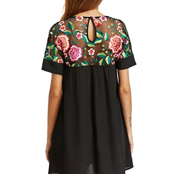 Women's Sexy Little Floral Black Dress - Picture 2 of 2